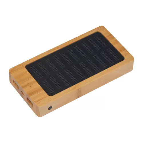 8000 mAh napelemes powerbank bambuszból