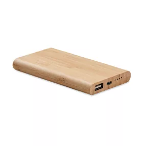 4000 mAh bambusz powerbank