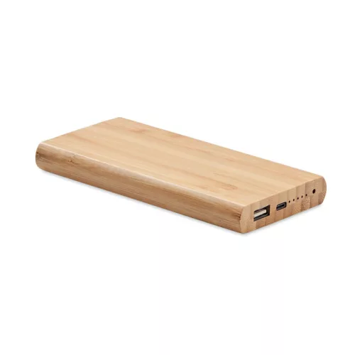 6000 mAh bambusz powerbank