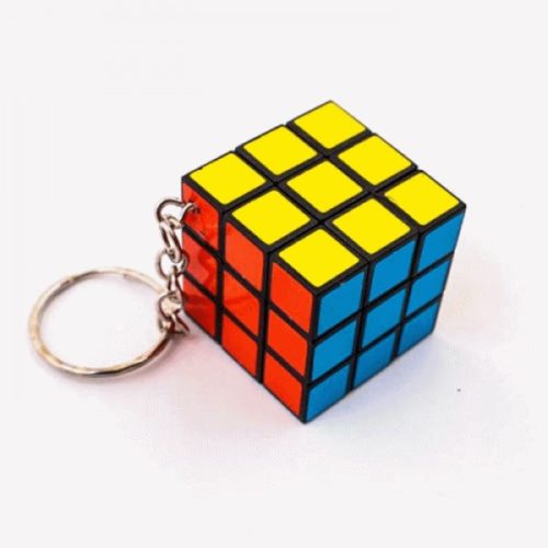 Rubik kocka kulcstartóval, 3x3x3cm